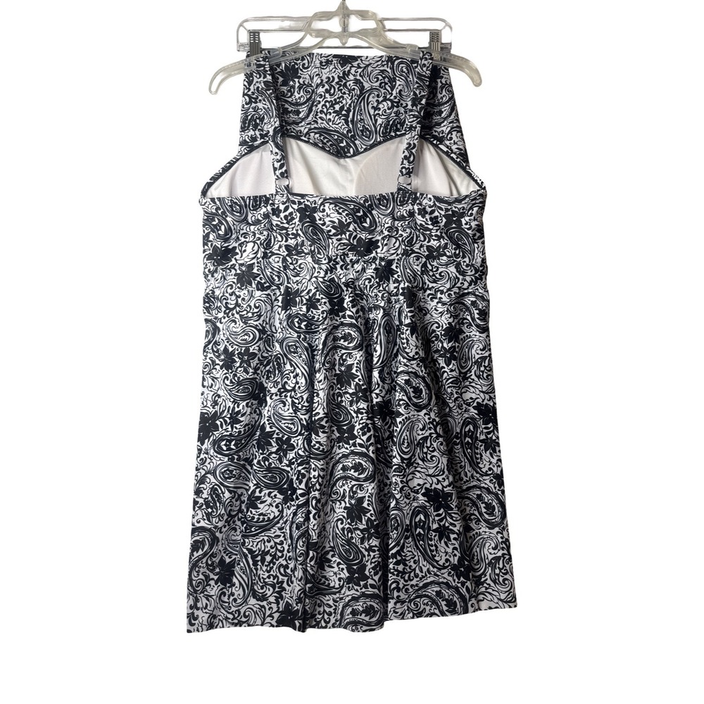 Bloomchic Women Black White Paisley Swim Dress Plus Size 22-24 2 Piece Swimsuit - Picture 2 of 5